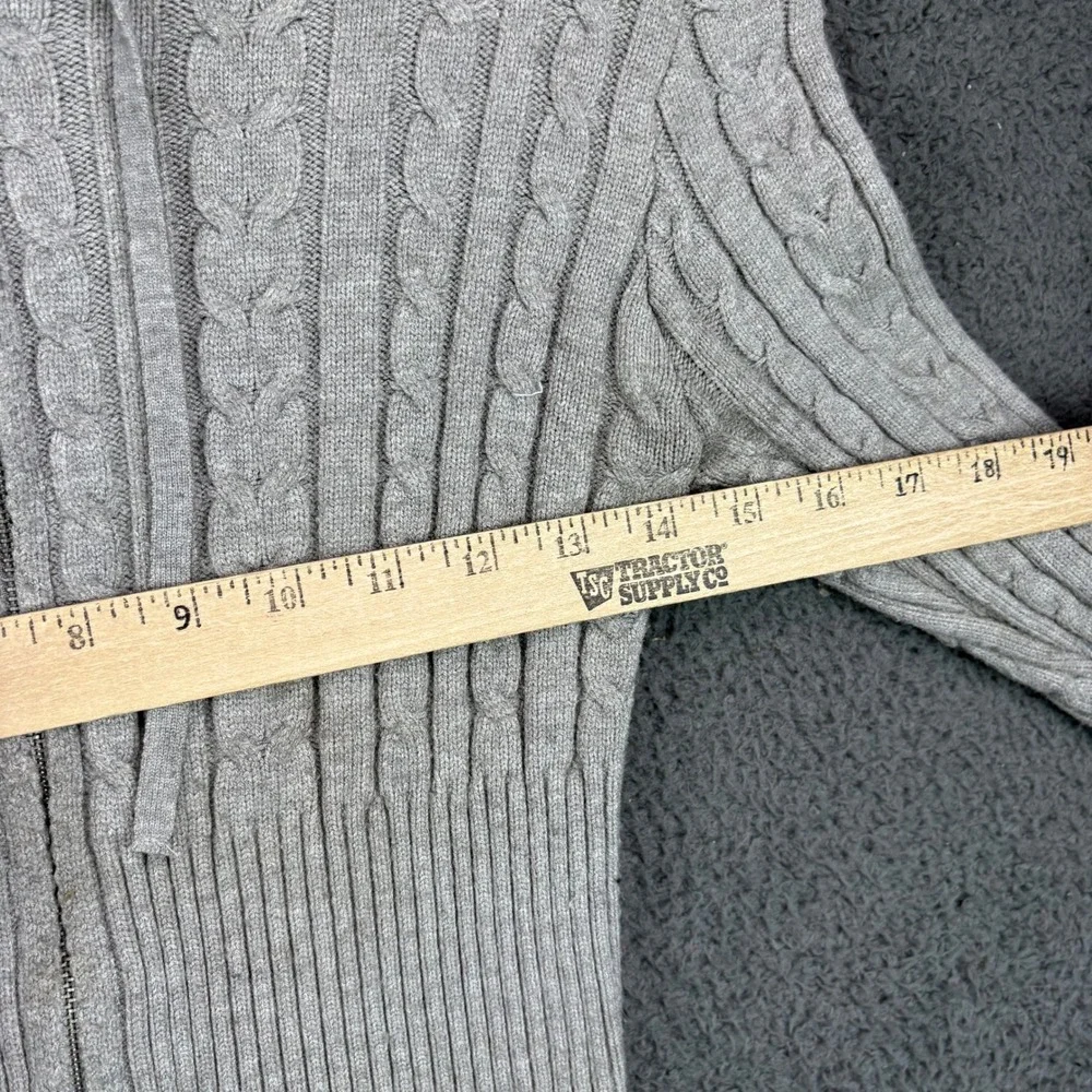 Forever 21 Kids Gray Cable Knit Zip Up Cropped Hoodie Sweater Size‎ Small